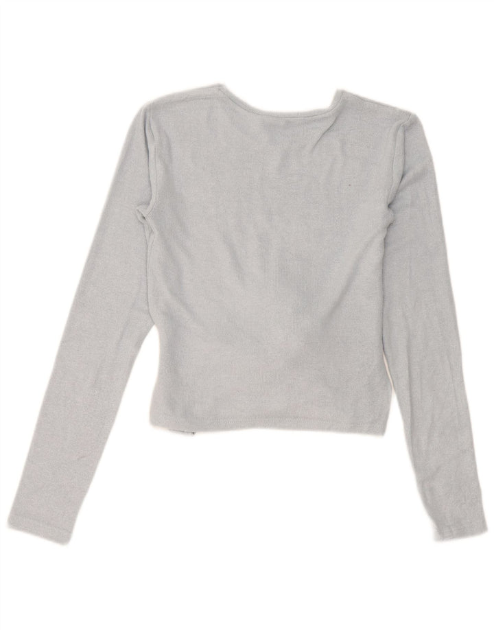 Zara Γυναικείο Crop Top Μακρυμάνικο UK 10 Small Blue