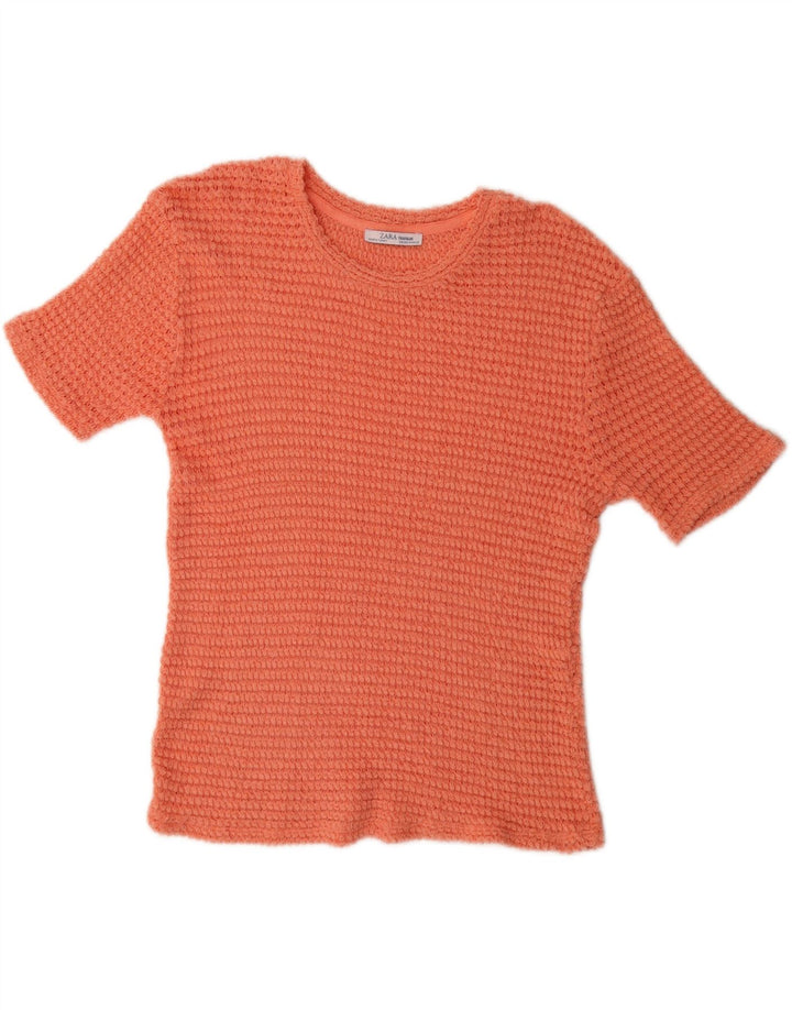 ZARA Γυναικεία Trafaluc Πλεκτή Μπλούζα Oversized Top UK 14 Medium Orange