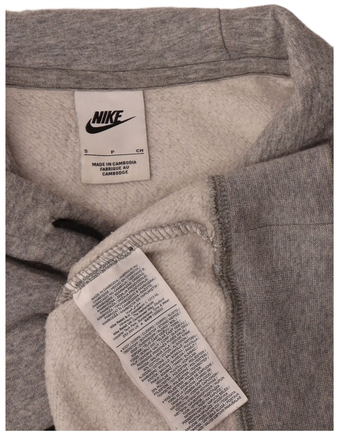 NIKE Mens Graphic Hoodie Jumper Small Grey Cotton