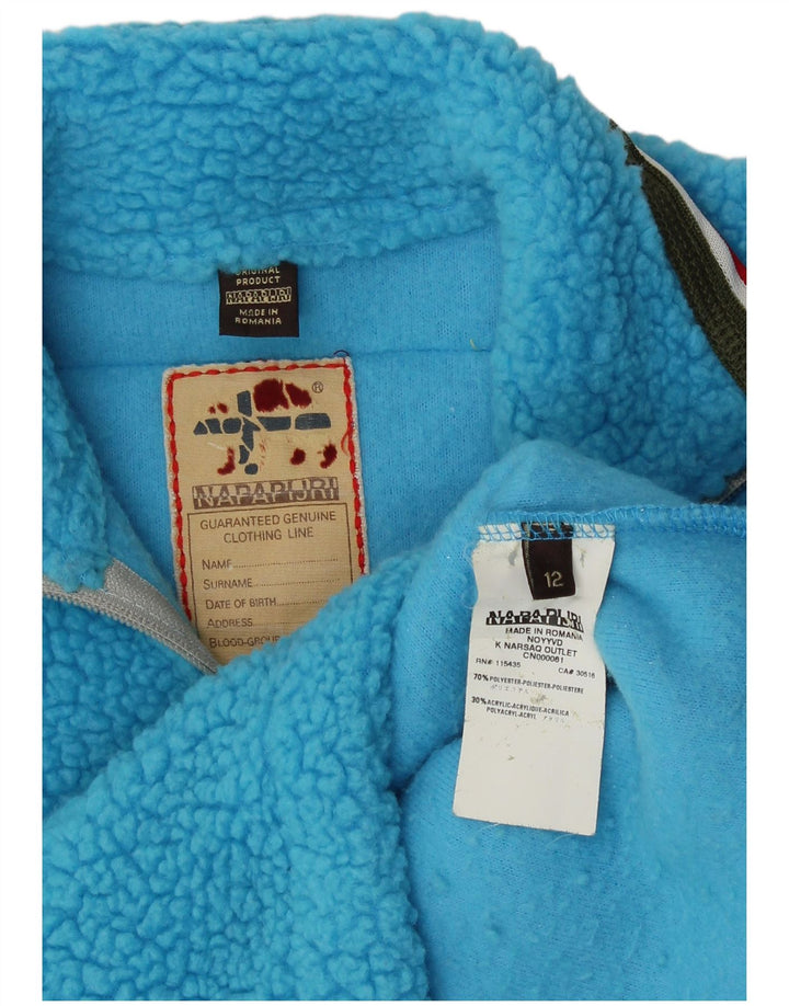 Napapijri Boys Graphic Zip Neck Fleece Jumper 11-12 ετών Μπλε πολυεστέρας