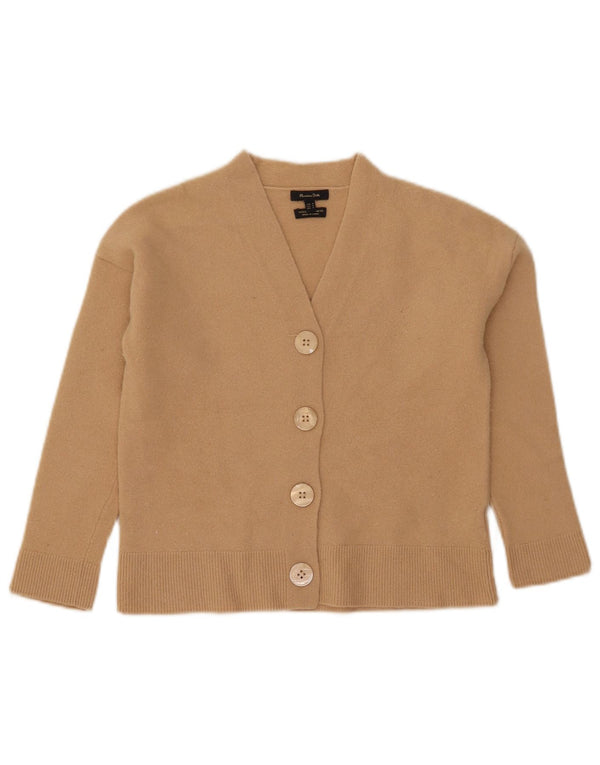 Massimo Dutti Γυναικείο Crop Cardigan πουλόβερ UK 12 μεσαίο μπεζ μαλλί