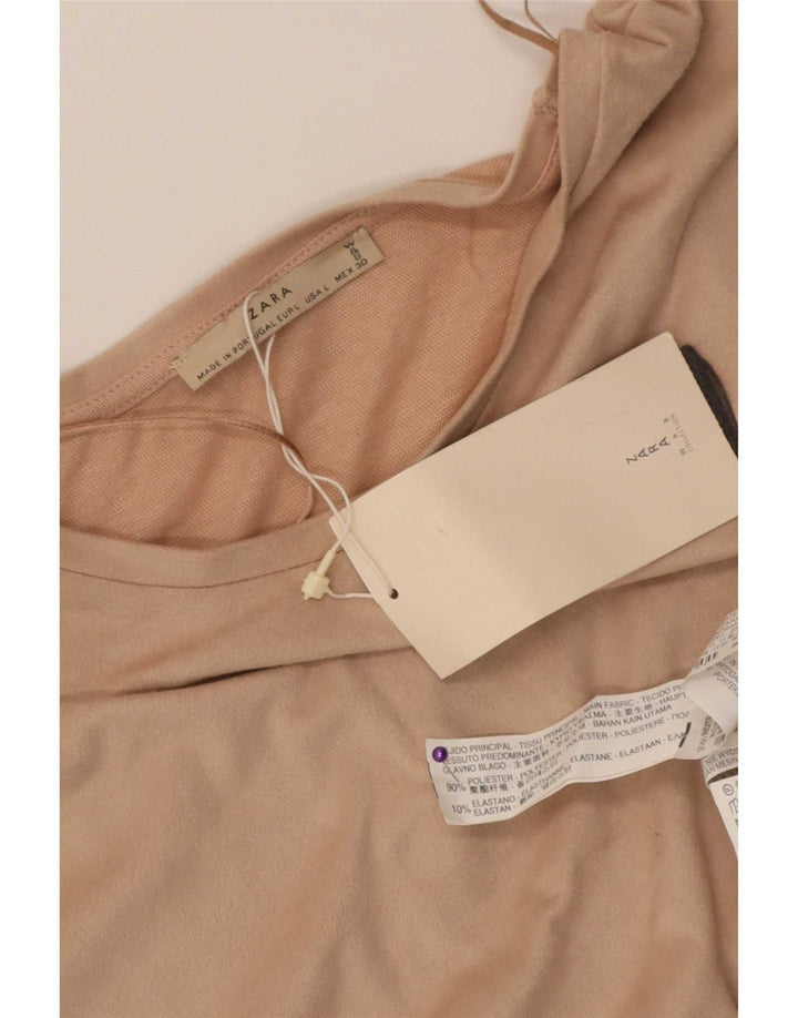 Zara Γυναικείο Γιλέκο Τοπ UK 16 Large Beige Polyester