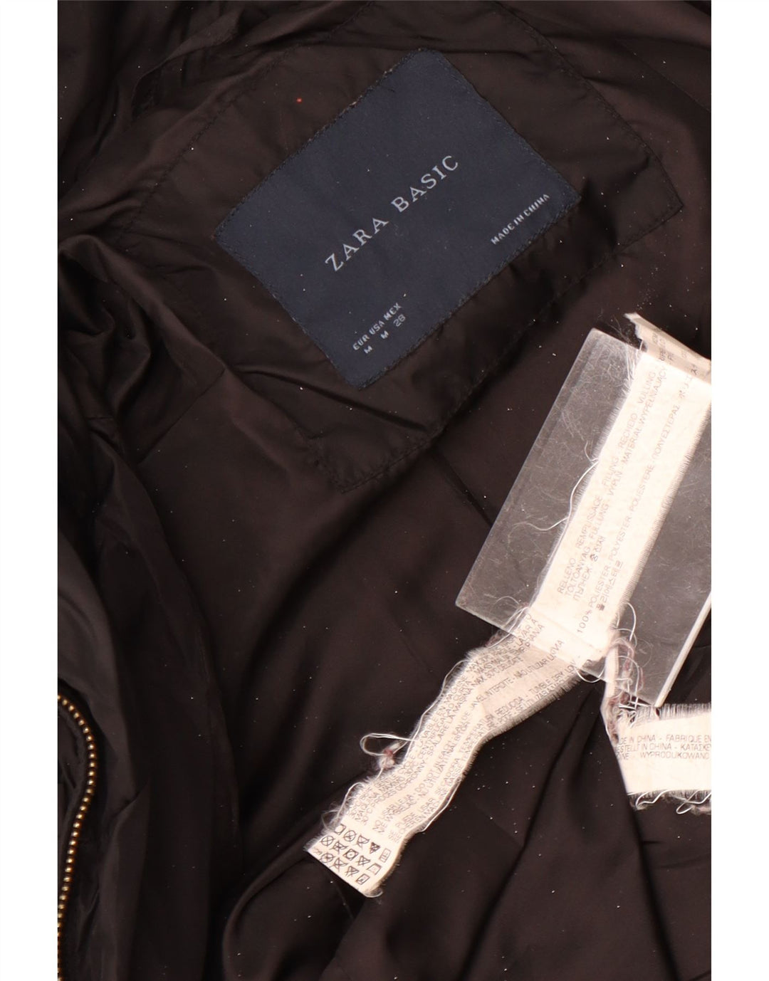 Zara Γυναικείο μπουφάν με επένδυση UK 14 Μεσαίου Μαύρου Πολυεστέρα