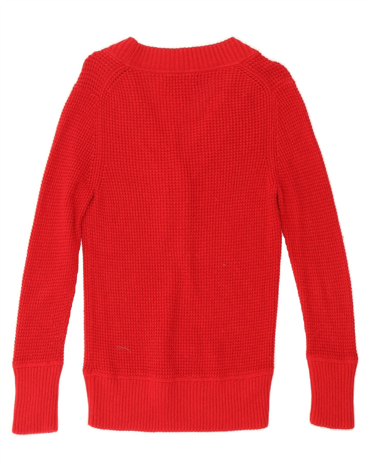 EDDIE BAUER Womens V-Neck Jumper Sweater UK 12 Medium Red Cotton Vintage Eddie Bauer and Second-Hand Eddie Bauer from Messina Hembry 
