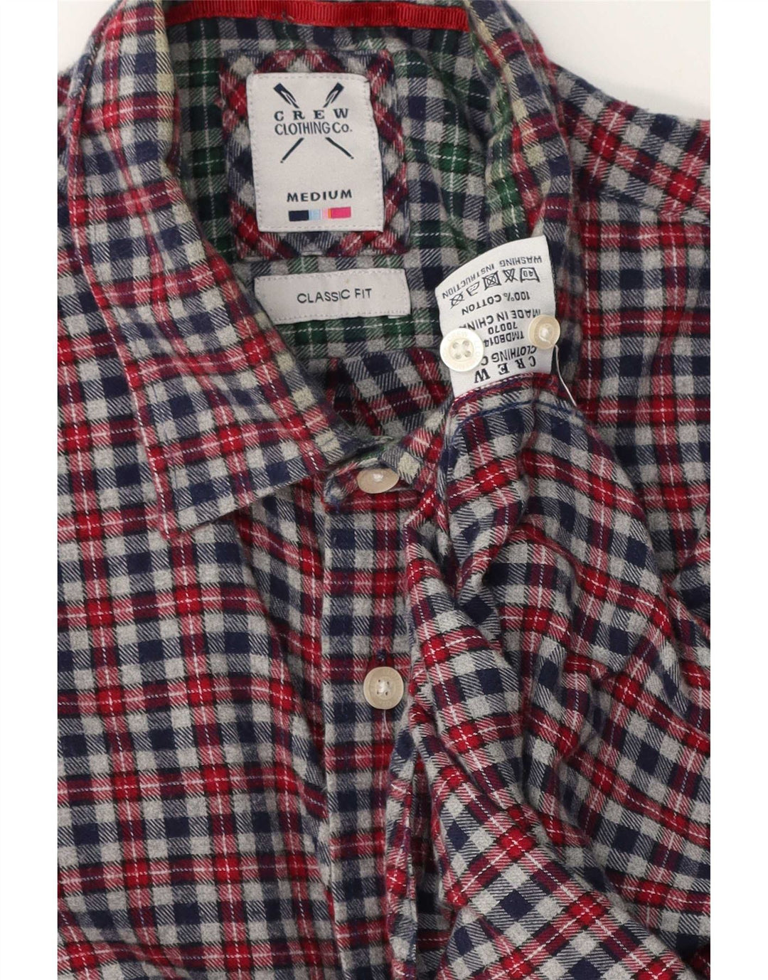 Crew Clothing Ανδρικό πουκάμισο με κλασική εφαρμογή φανέλα μεσαίο γκρι βαμβακερό