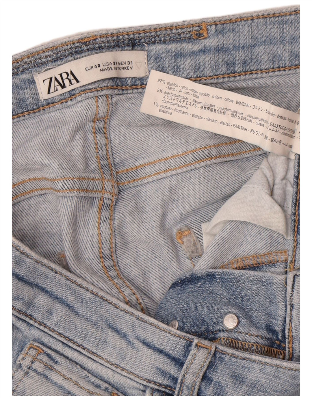 Zara Mens Distressed Slim Jeans EU 40 Medium W31 L30 Blue Cotton