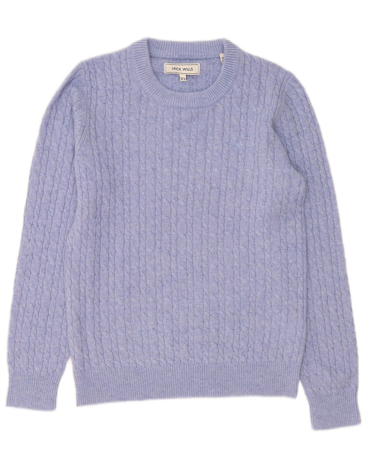 Jack Wills Γυναικείο πουλόβερ με λαιμόκοψη UK 12 Medium Purple Wool
