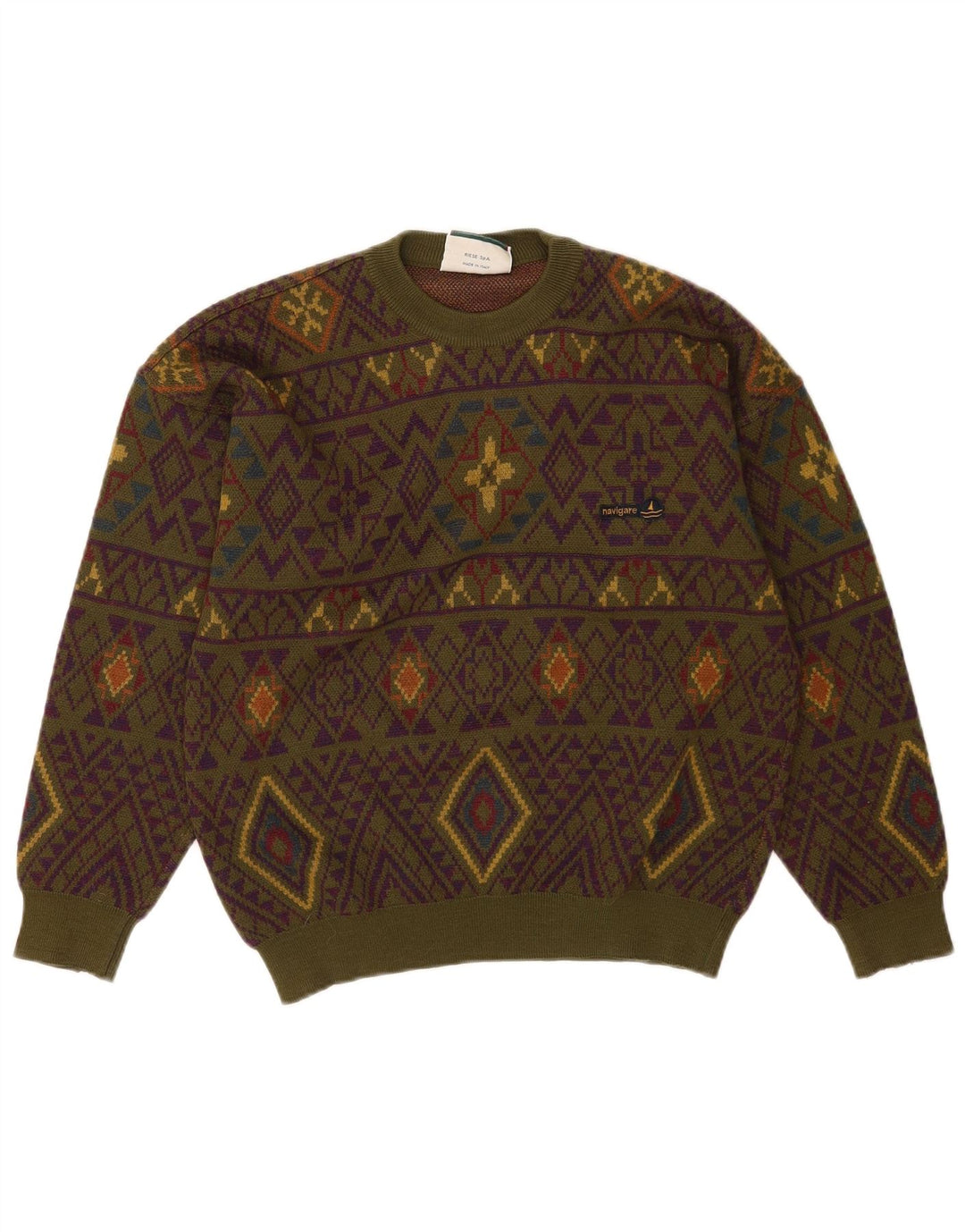 Ανδρικό πουλόβερ Navigare Crew Neck Jumper Medium Khaki γεωμετρικό μαλλί