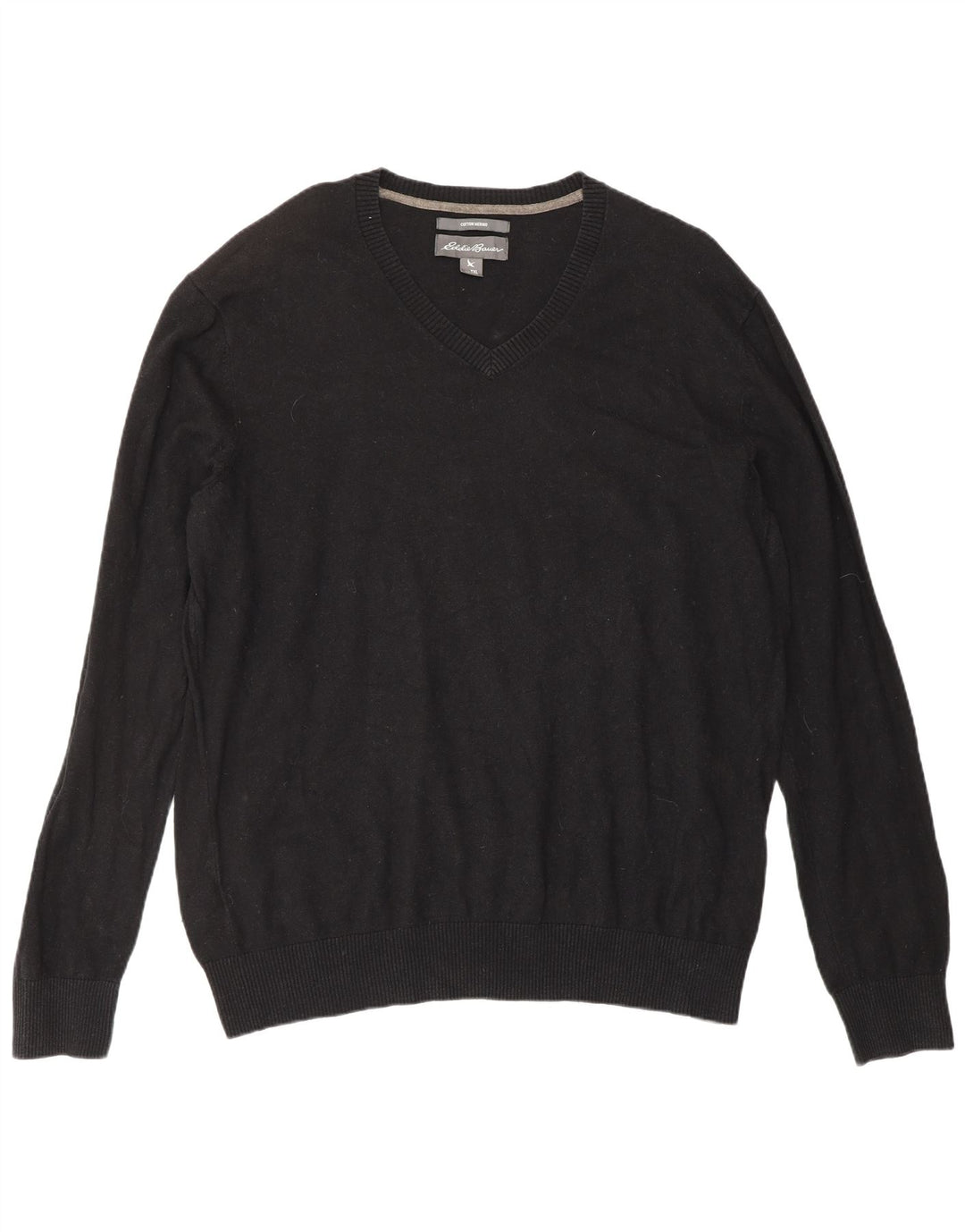 Eddie Bauer Ανδρικό πουλόβερ με V λαιμόκοψη XL Μαύρο βαμβακερό