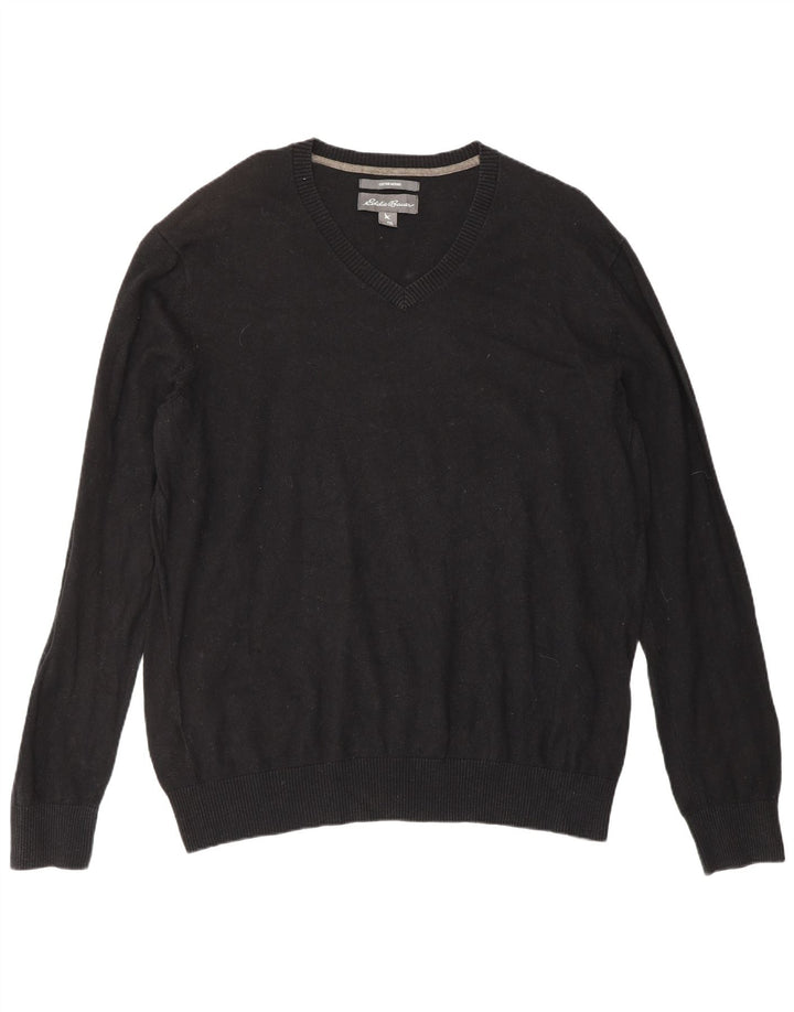 Eddie Bauer Ανδρικό πουλόβερ με V λαιμόκοψη XL Μαύρο βαμβακερό