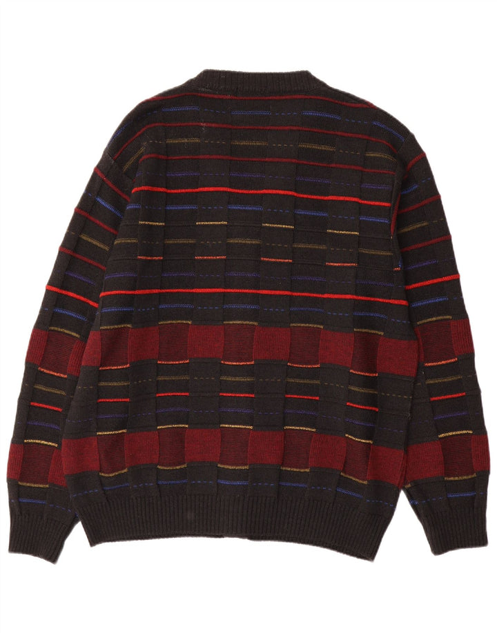 Ανδρικό πουλόβερ vintage ζακέτα IT 48 Medium Black Check Wool