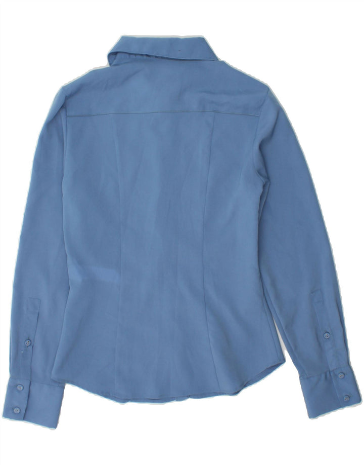 ZARA Womens Shirt UK 10 Small Blue Polyester Vintage Zara and Second-Hand Zara from Messina Hembry 