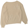 Vintage Γυναικείο Crop Graphic Boat Neck Jumper πουλόβερ EU 40 Medium White