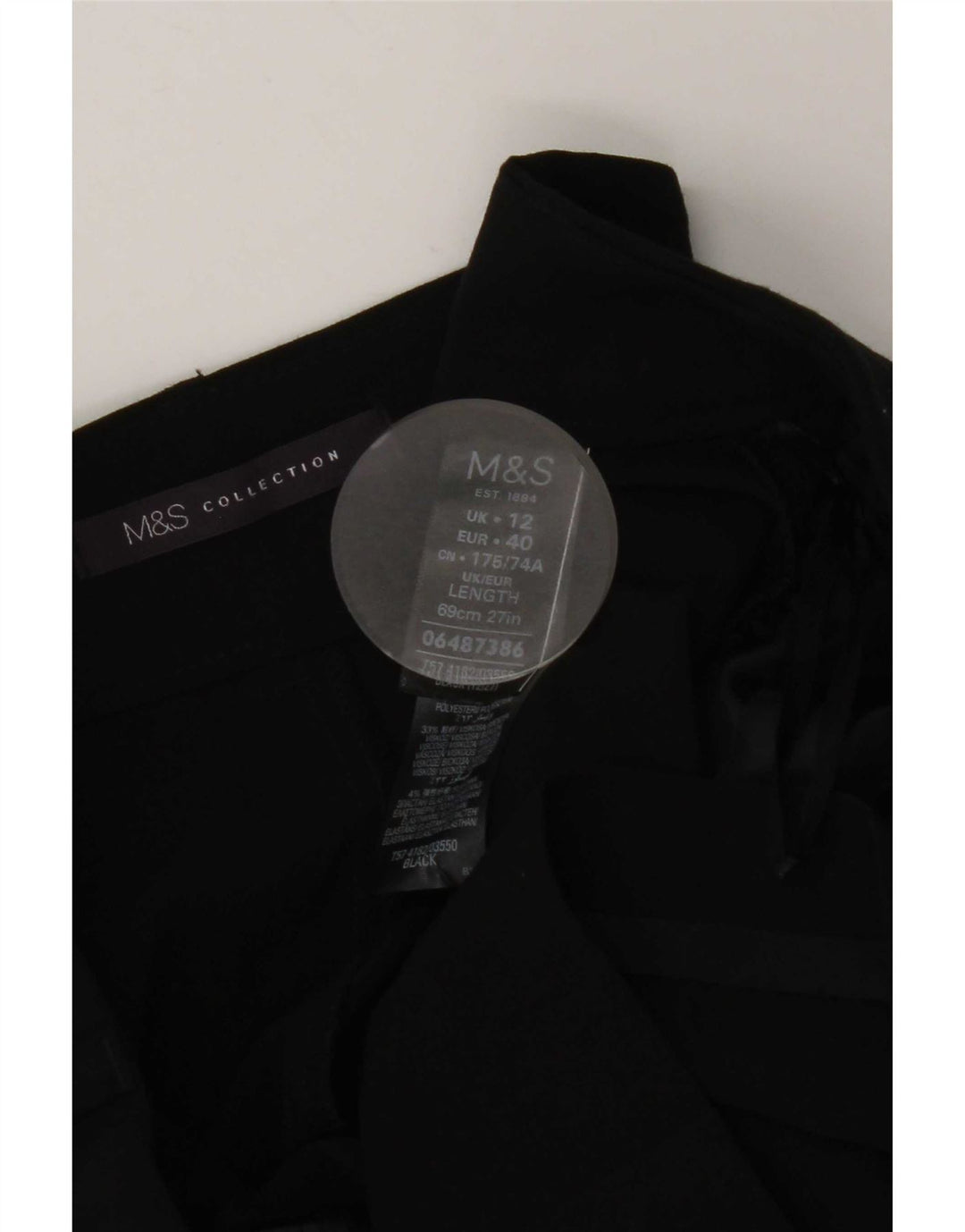 Marks & Spencer Γυναικεία Pencil Φούστα UK 12 Medium W30 Black Polyester