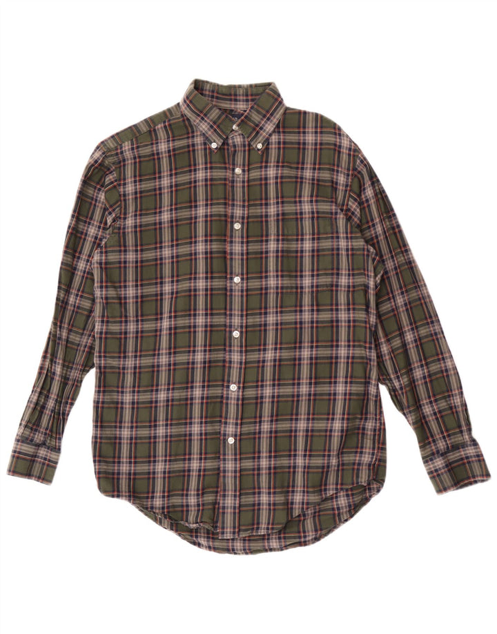 Lands End Mens καρό πουκάμισο μέγεθος 15 Μεσαίο πράσινο καρό