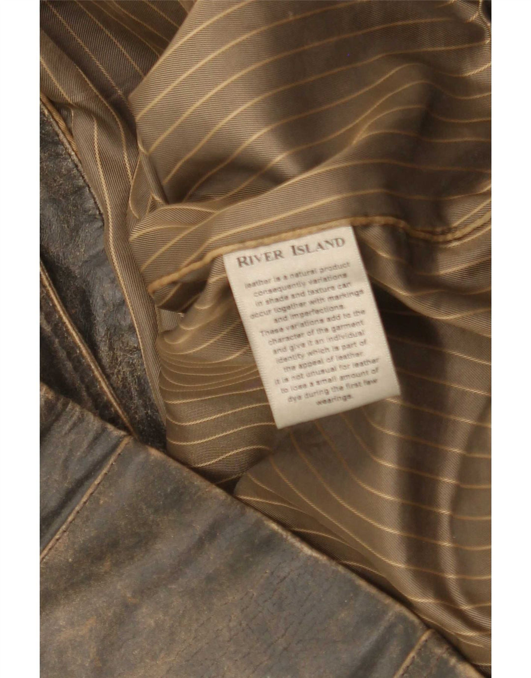 Ανδρικό δερμάτινο μπουφάν River Island UK 38 Medium Brown