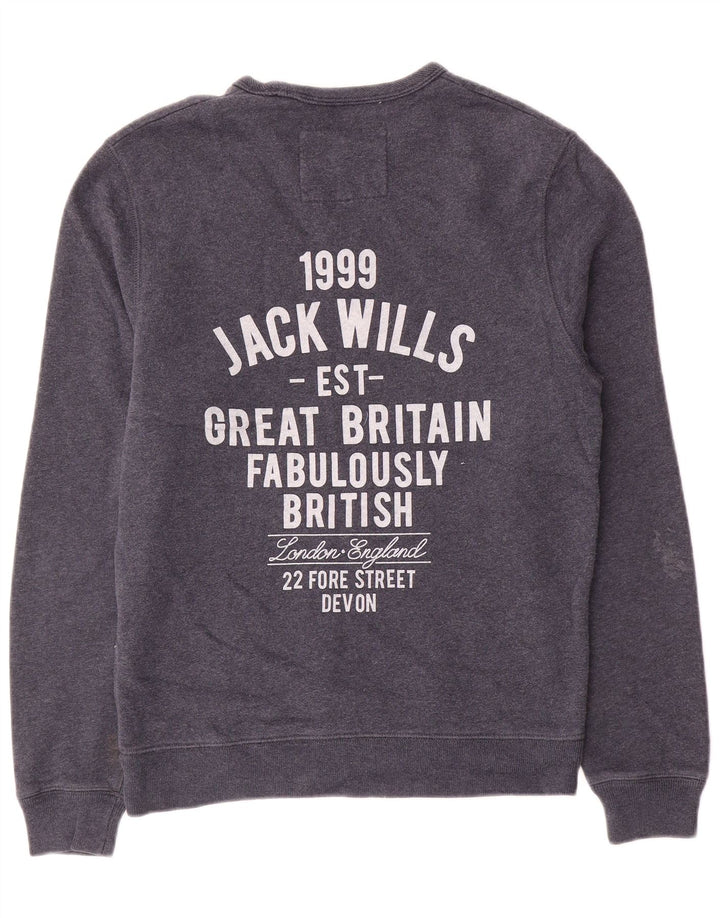 Jack Wills Ανδρικό γραφικό φούτερ Jumper Medium Navy Blue Cotton