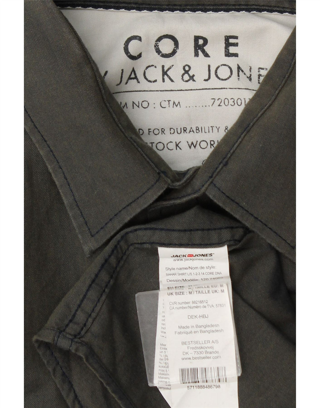 Ανδρικό πουκάμισο Jack & Jones από μεσαίο χακί βαμβάκι