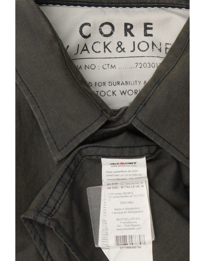 Ανδρικό πουκάμισο Jack & Jones από μεσαίο χακί βαμβάκι
