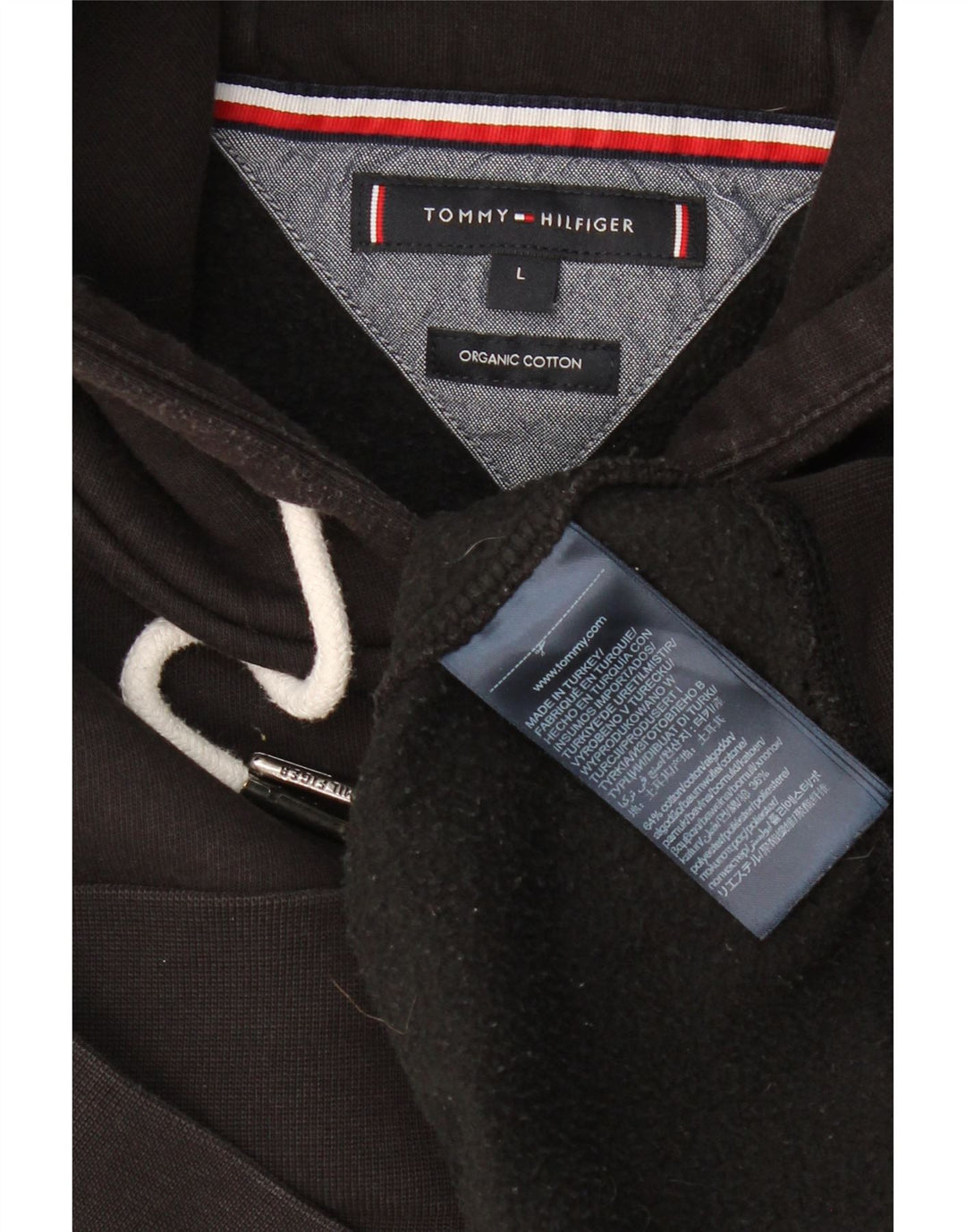 TOMMY HILFIGER Ανδρικό γραφικό μπλουζάκι με κουκούλα μεγάλο μαύρο βαμβακερό