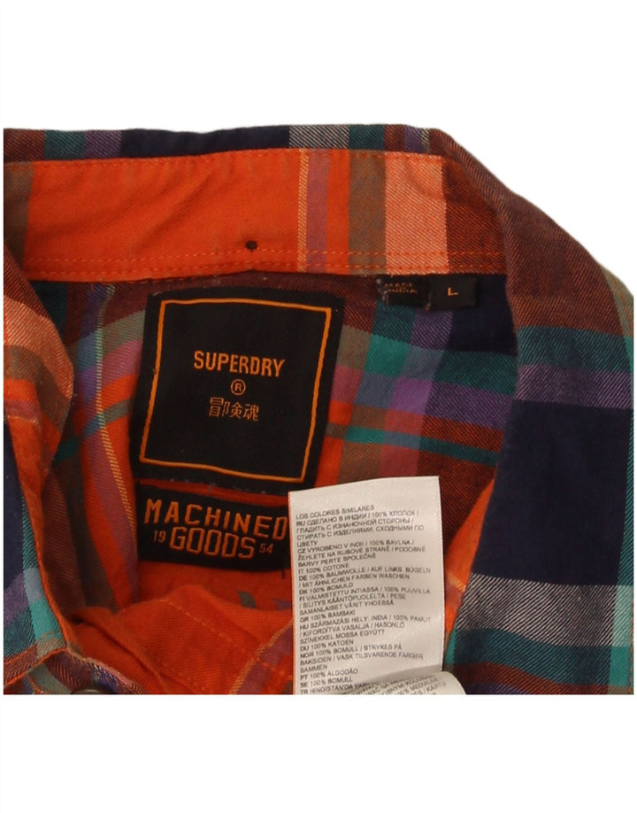 Ανδρικό πουκάμισο Superdry Flannel Μεγάλο Πορτοκαλί Καρό Βαμβακερό