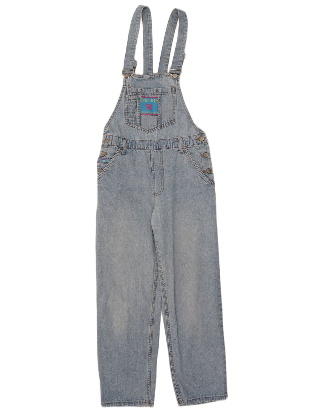 Vintage Γυναικεία γραφικά Dungarees Straight Jeans EU 38 Medium Blue Cotton