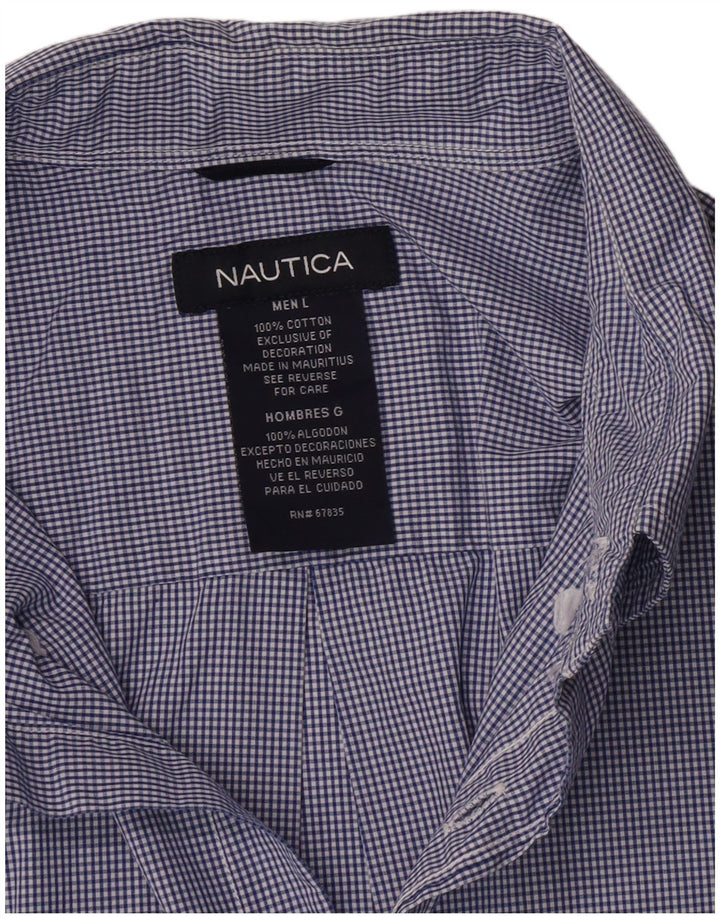 Ανδρικό πουκάμισο Nautica μεγάλο μπλε βαμβακερό Gingham