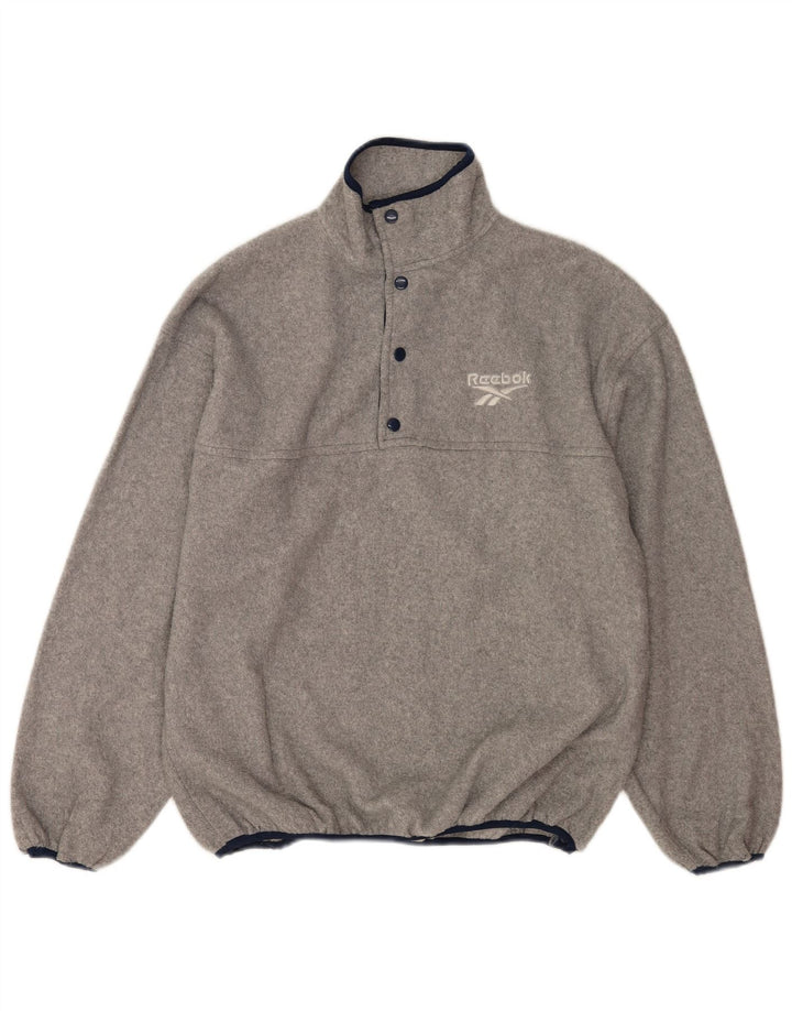 Reebok Ανδρικό κουμπιά λαιμό Fleece Jumper XL Γκρι πολυεστέρας