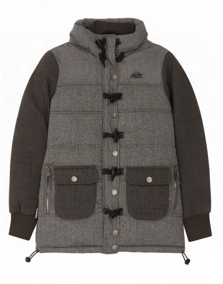 Superdry γυναικείο μπουφάν με επένδυση UK 14 Μεσαίο γκρι πολυεστέρας ψαροκόκαλου