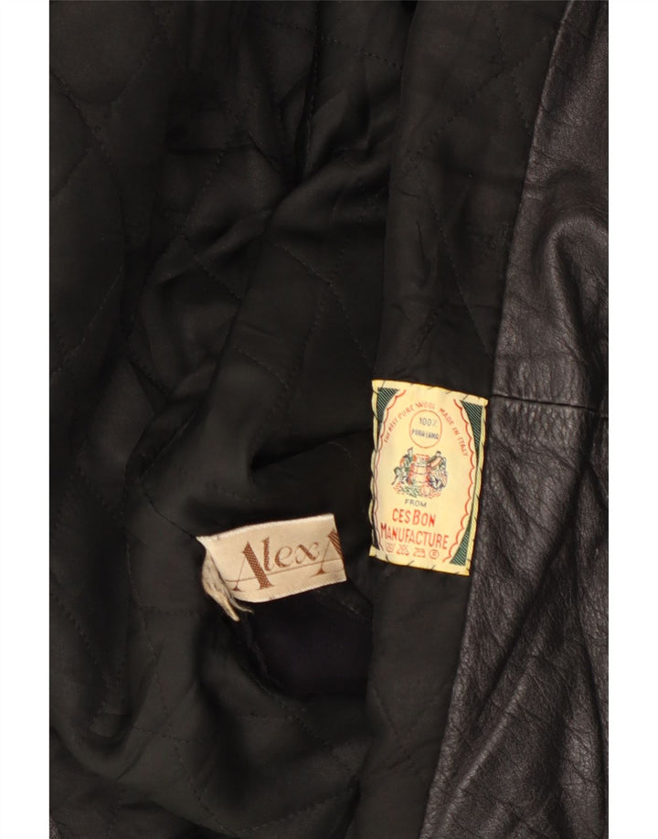 Vintage Γυναικείο Oversized Δερμάτινο Μπουφάν UK 18 XL Μαύρο Δερμάτινο