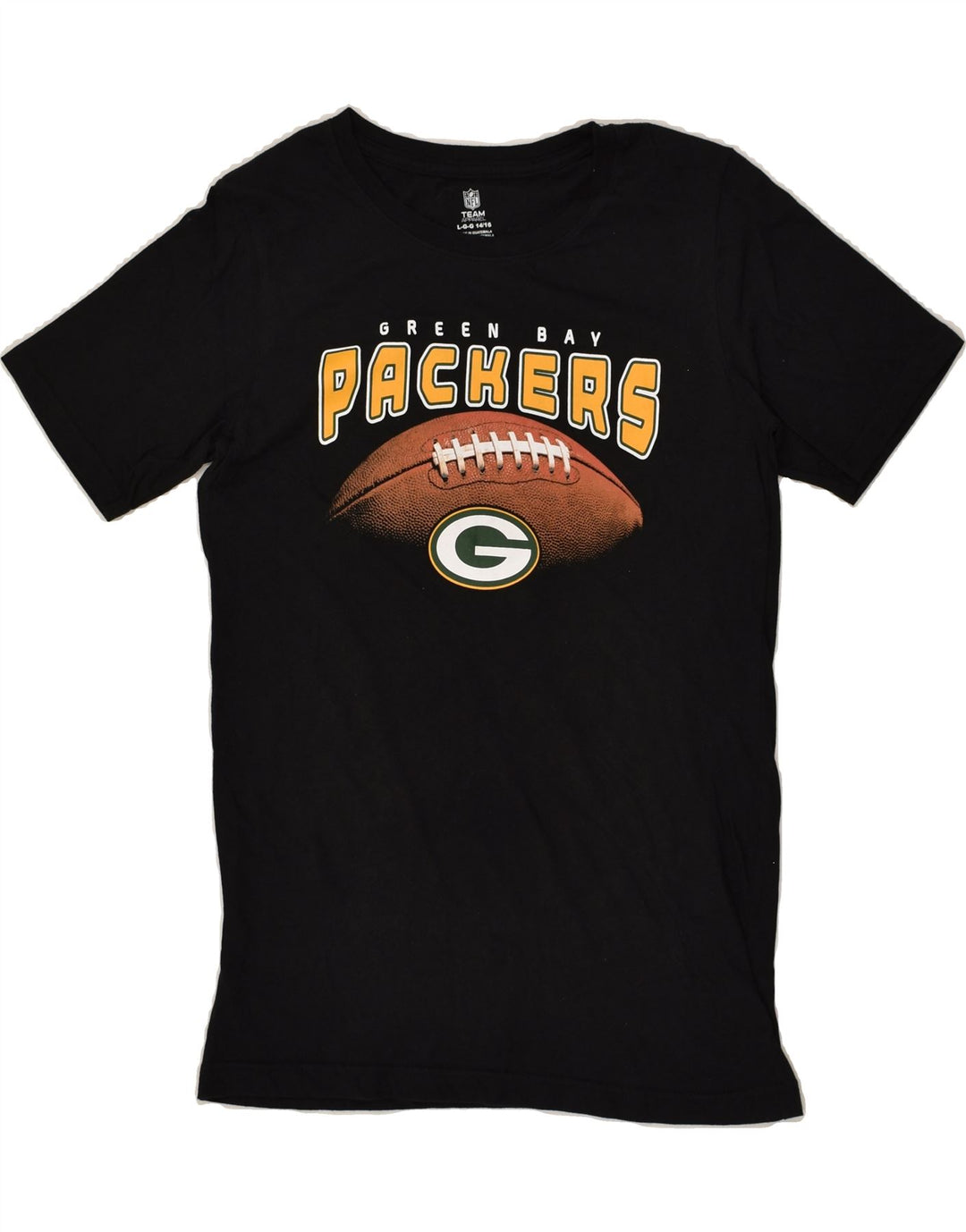 NFL Boys Packers Graphic T-Shirt Top 14-15 Years Large Black Cotton | Vintage NFL | Thrift | Second-Hand NFL | Used Clothing | Messina Hembry 