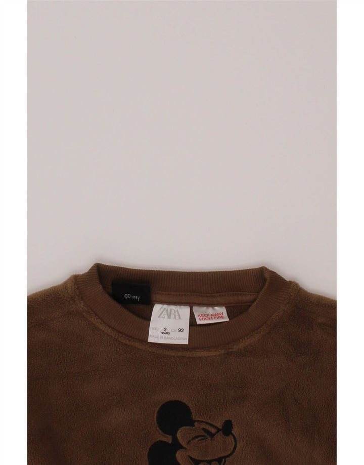 ZARA Baby Boys Mickey Mouse Fleece Jumper 18-24 μηνών Καφέ βαμβάκι