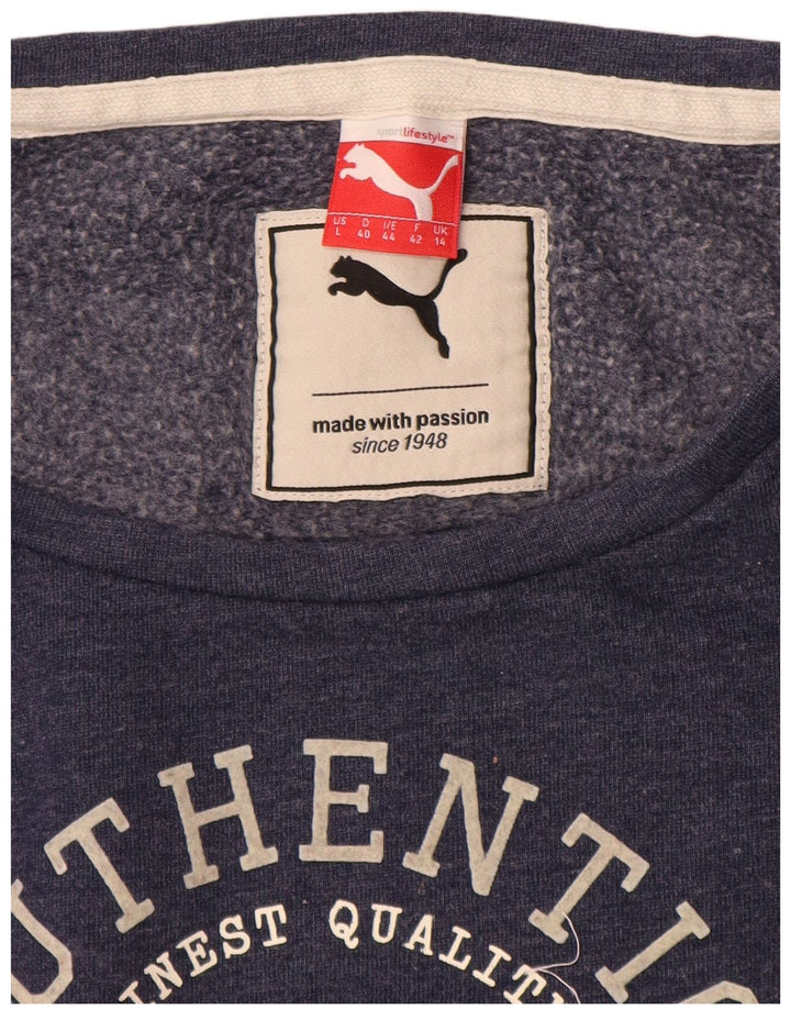 Γυναικεία γραφική φούτερ Puma Jumper UK 14 Large Navy Blue