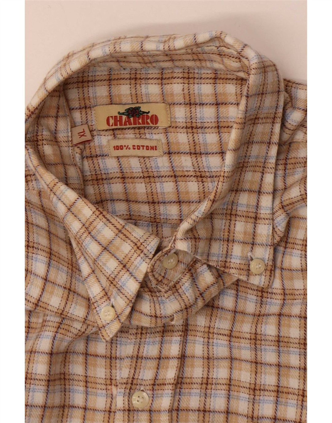 Ανδρικό φανελένιο πουκάμισο Charro XL Beige βαμβακερό