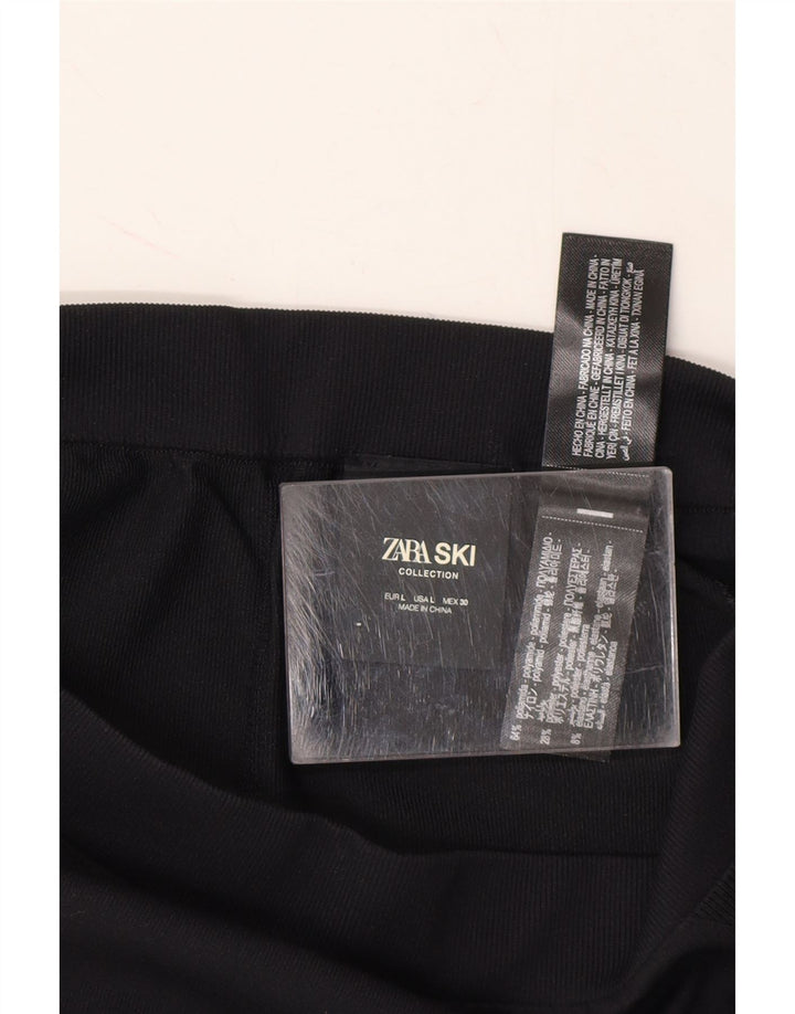 ZARA Womens Leggings UK 14 Large  Black Polyamide Vintage Zara and Second-Hand Zara from Messina Hembry 