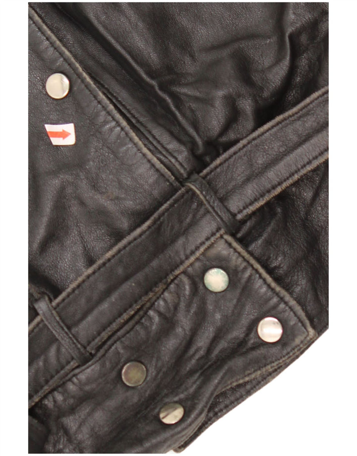 VINTAGE Γυναικείο Δερμάτινο Μπουφάν EU 42 Μεγάλο Δερμάτινο Μαύρο