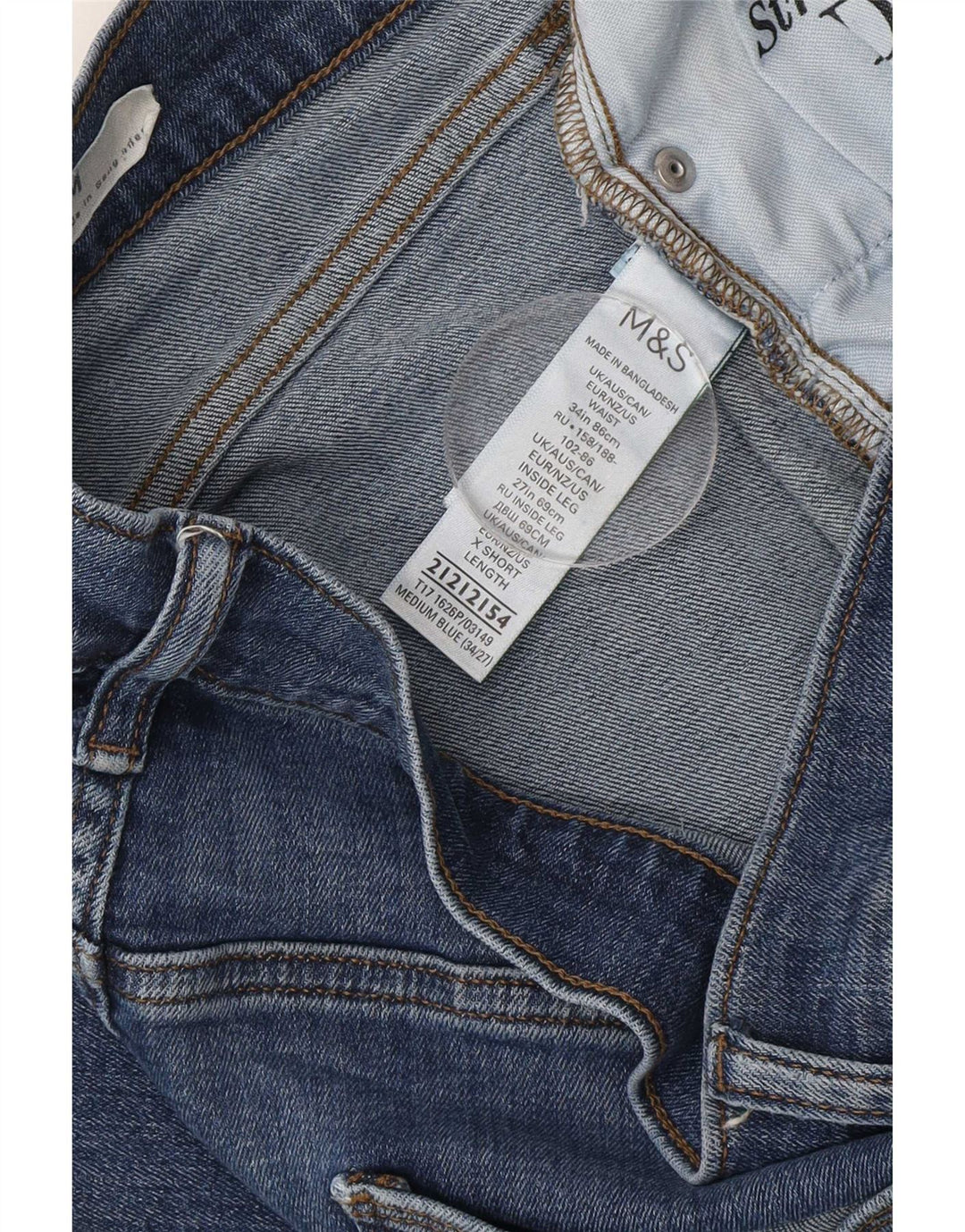Marks & Spencer Ανδρικό Slim Jeans W34 L27 Μπλε βαμβακερό