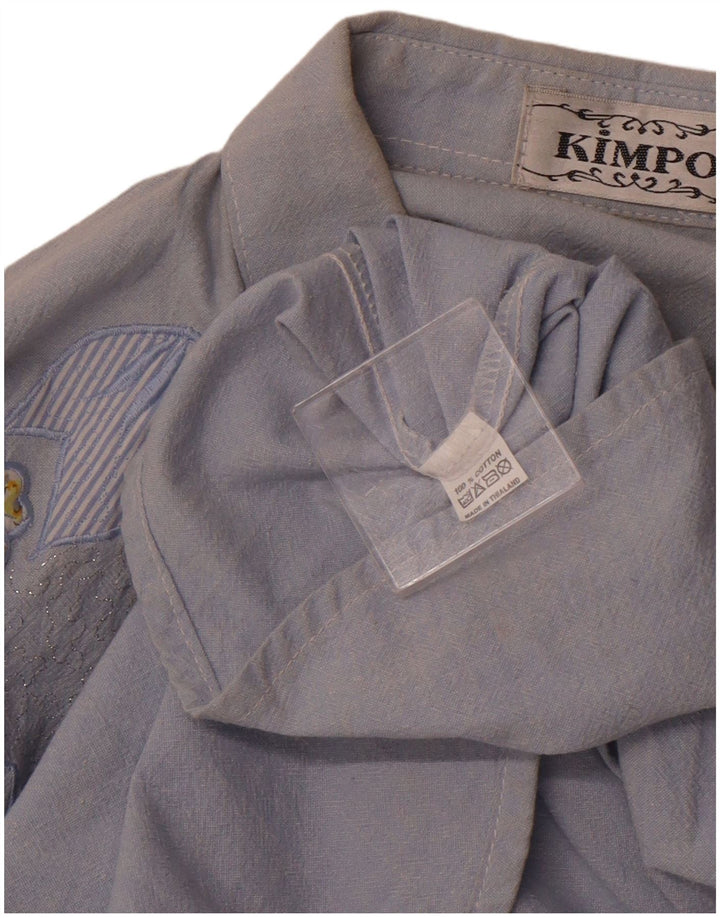 VINTAGE Γυναικείο πουκάμισο UK 18 XL Μπλε φλοράλ βαμβακερό ρετρό