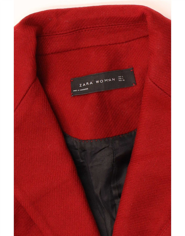 Zara Γυναικείο Longline σακάκι 2 κουμπιών UK 14 Medium Red