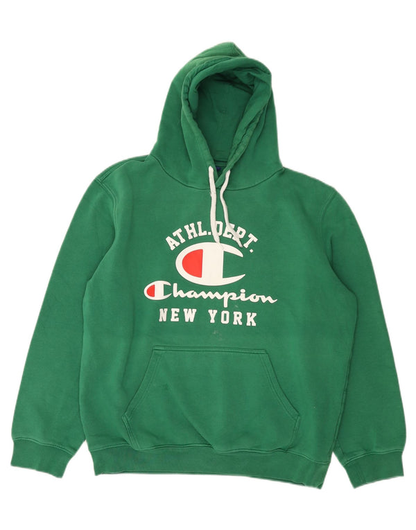 Champion Mens New York Graphic Hoodie Jumper XL Green Cotton