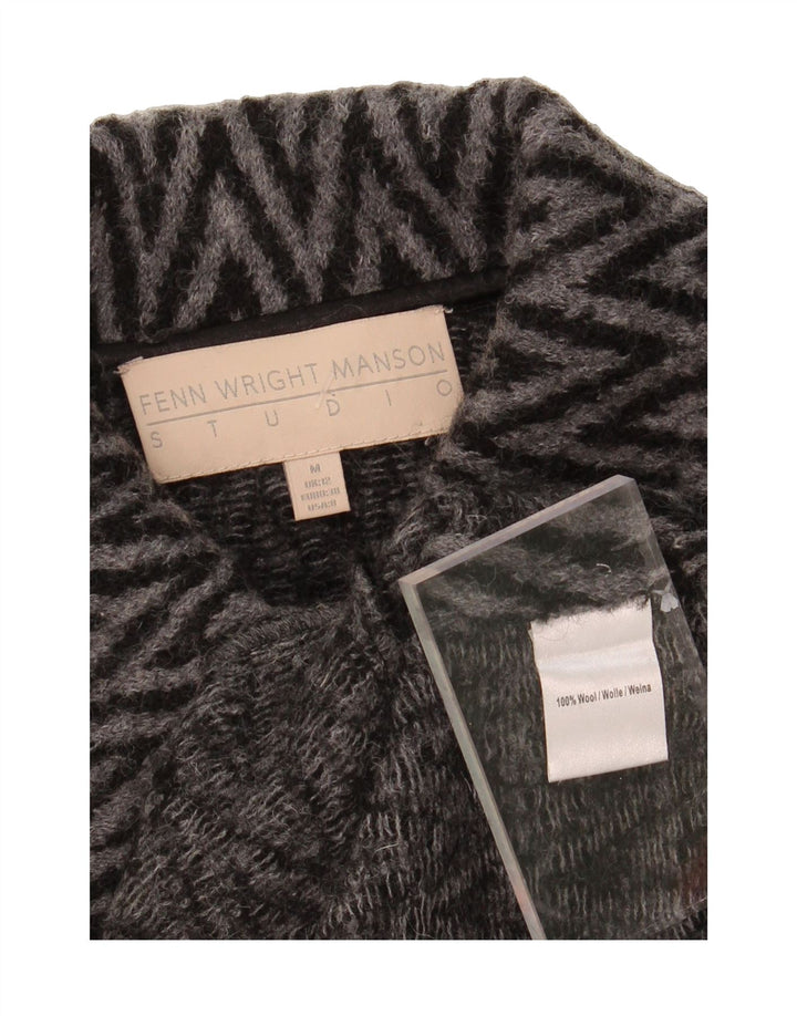 FENN WRIGHT MANSON Womens Overcoat UK 12 Medium Grey Chevron Wool Vintage Fenn Wright Manson and Second-Hand Fenn Wright Manson from Messina Hembry 