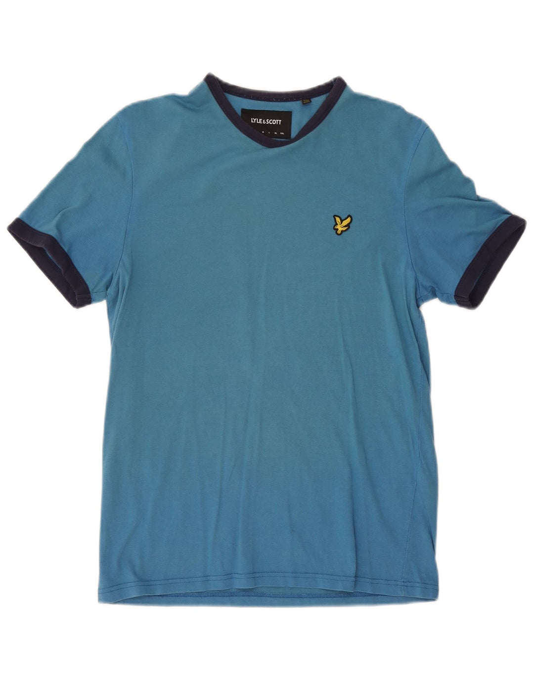 Lyle & Scott Ανδρικό T-Shirt Top Small Blue Colourblock Βαμβακερό