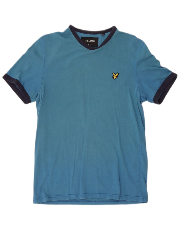 Lyle & Scott Ανδρικό T-Shirt Top Small Blue Colourblock Βαμβακερό