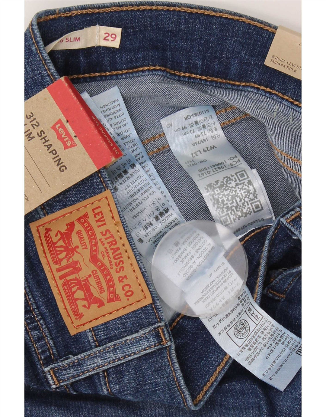 Levi's Womens 312 Shaping Slim Jeans W29 L32 Blue Cotton