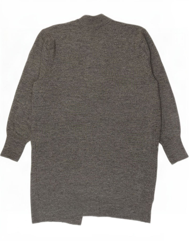 Zara Γυναικείο Longline Ανοιχτό Ζακέτα UK 14 Μεσαίο Γκρι Ακρυλικό
