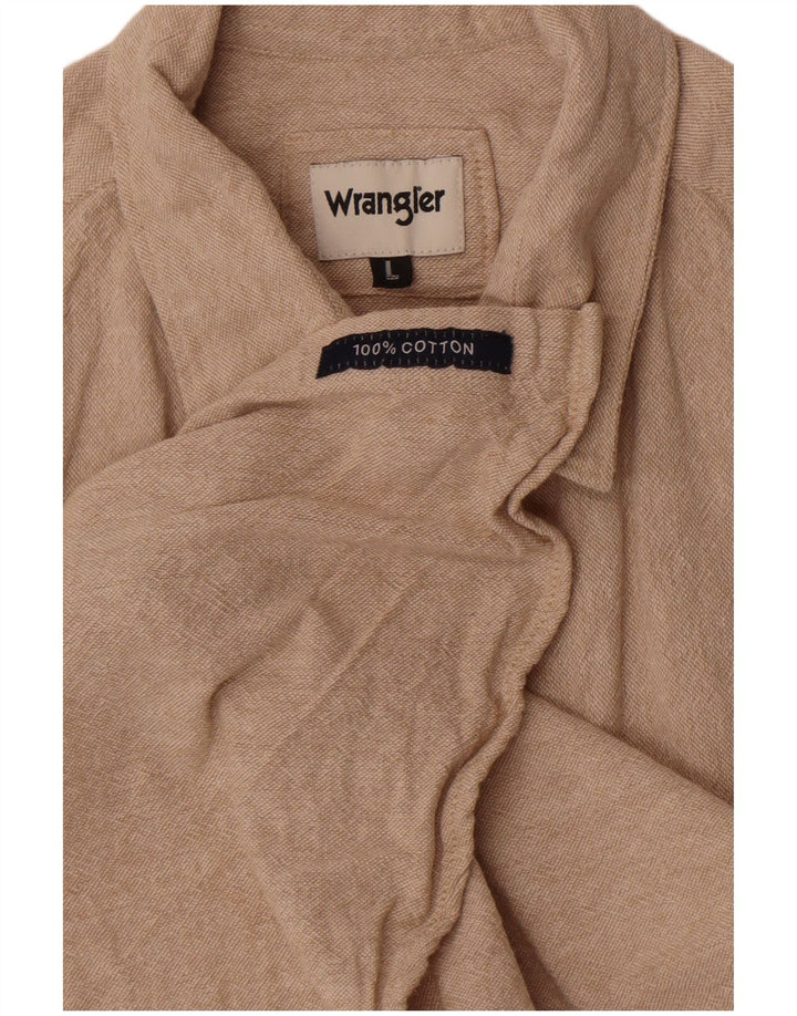 Ανδρικό κοντομάνικο πουκάμισο Wrangler μεγάλο μπεζ βαμβακερό