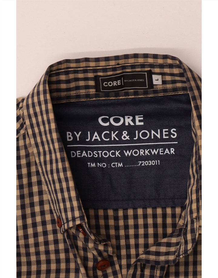 Jack & Jones Ανδρικό πουκάμισο μεγάλο καφέ Gingham