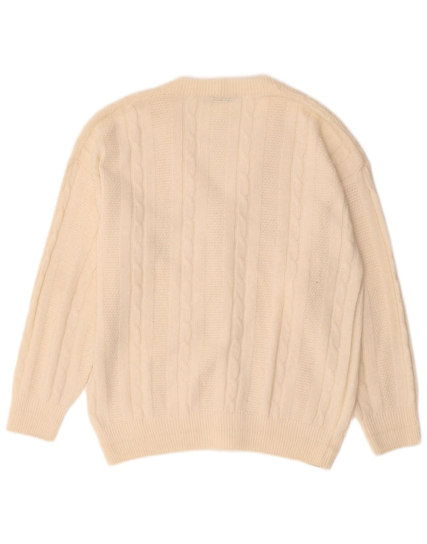 Blue Eyes Mens Cardigan Sweater Medium Off White Cotton