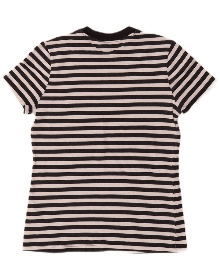 Γυναικείο γραφικό μπλουζάκι NIKE τοπ βρετανικό 10 μικρό μαύρο ριγέ βαμβακερό