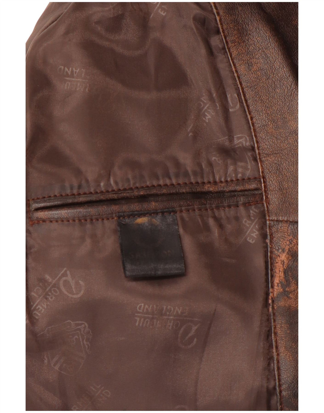 Vintage Γυναικείο Δερμάτινο Παλτό UK 14 Δερμάτινο Μεσαίο Καφέ